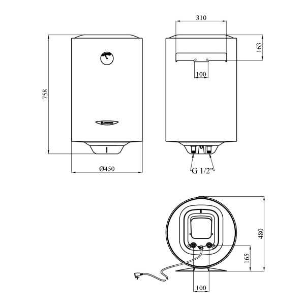 Водонагрівач Ariston SG1 80 V EU з мокрим ТЕНом 3213001
