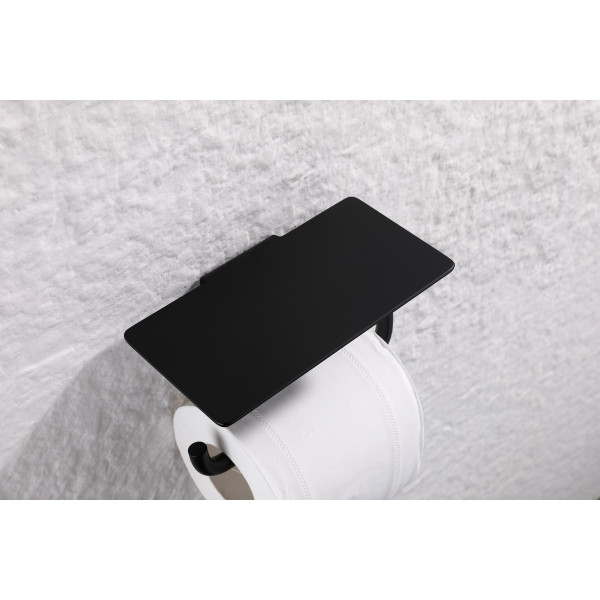Тримач для туалетного паперу KOER AS-0112-05 з полицею (колір чорний) (KR6174)