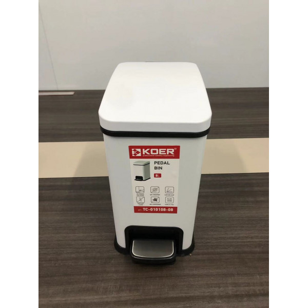 Відро для сміття з плавним закриттям прямокутне KOER TC-010108-08 8 л (колір білий) (KR5592)
