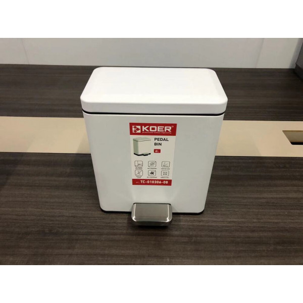 Відро для сміття з плавним закриттям прямокутне KOER TC-010306-08 6 л (колір білий) (KR5601)