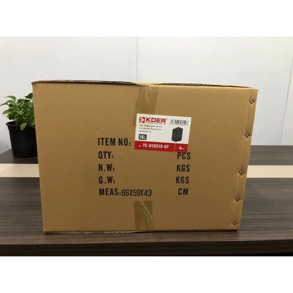 Відро для сміття з плавним закриттям прямокутне KOER TC-010315-07 15 л (колір графіт) (KR5604)