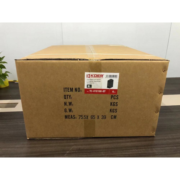 Відро для сміття з плавним закриттям прямокутне KOER TC-010108-07 8 л (колір графіт) (KR5591)