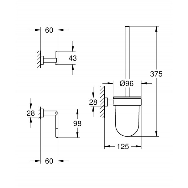 Набір аксесуарів 3 в 1 Grohe Essentials Cube New (40757001)