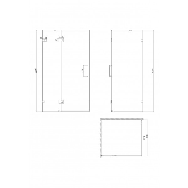Бічна стінка до кабіни KOER SR SW04-90x200-TR-01 прозоре скло EASY CLEAN 10мм хром (KR5390)