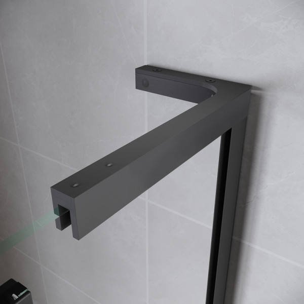 Двері у нішу Walk-In розсувні Koer SR SD07-120x200-R-TR-07 прозоре скло Easy Clean 8мм Графіт (KR5775)