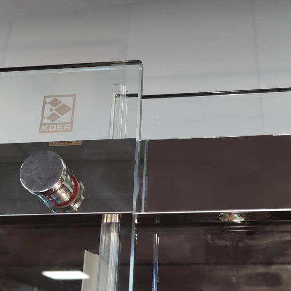 Двері у нішу розсувні KOER SR SD02-140x200-TR-01 прозоре скло EASY CLEAN 8мм хром (KR5383)