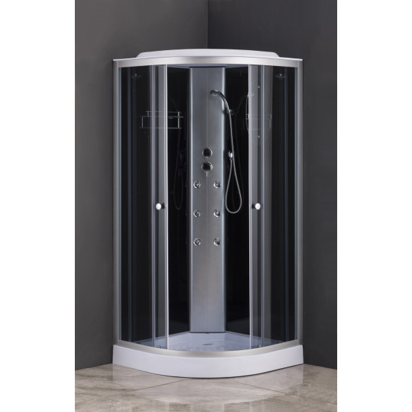 Бокс душовий з гідромасажем Mixxus STRONG SBH02-90x90x215-GR SATIN низький піддон (MI6891)