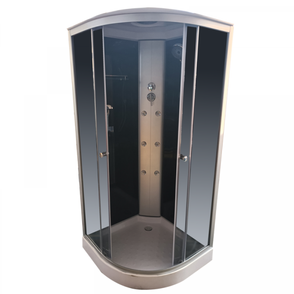 Бокс душовий з гідромасажем Mixxus STRONG SBH02-90x90x215-GR SATIN низький піддон (MI6891)