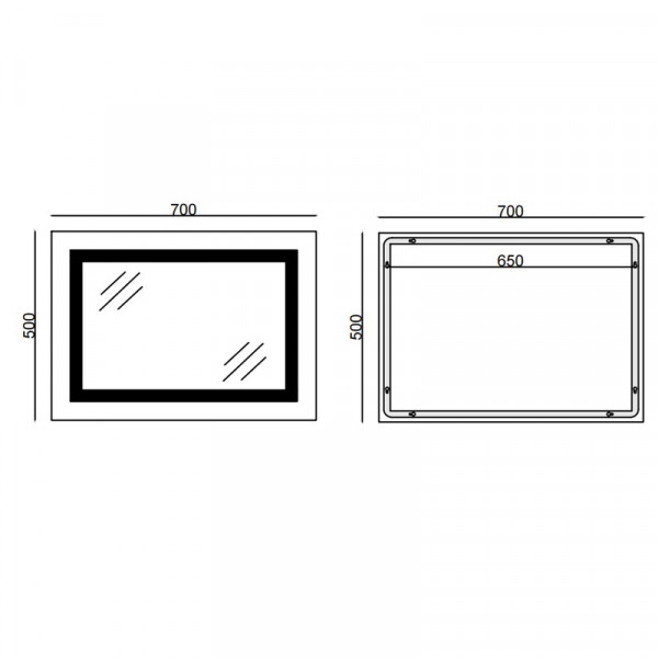 Дзеркало Mixxus STYLE MR03-70x50 з Led Touch, Anti-fog, димером, регулятором яскравості, годинником (MI6006)