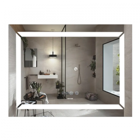 Дзеркало MIXXUS LIGHT MR01-90x70 з LED Touch, Anti-fog, димером, рег. яскравості, годинником (MI5999)