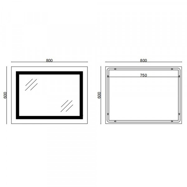 Дзеркало Mixxus TALL MR08-80x60-Reverse з Led Touch, Anti-fog, димером, регулятором яскравості (MI6659)