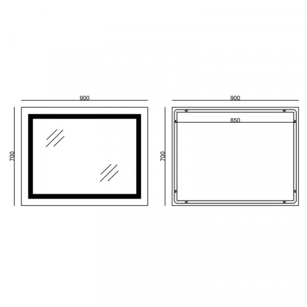 Дзеркало MIXXUS LIGHT MR01-90x70 з LED Touch, Anti-fog, димером, рег. яскравості, годинником (MI5999)