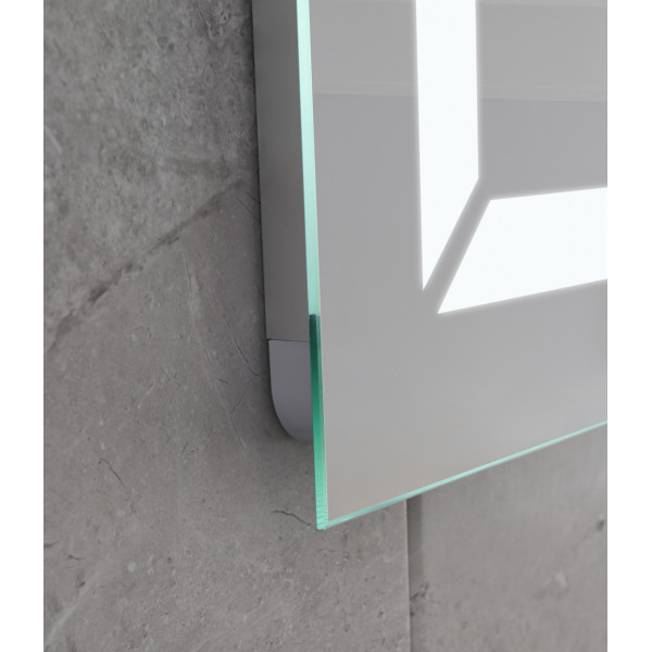 Дзеркало MIXXUS LIGHT MR01-90x70 з LED Touch, Anti-fog, димером, рег. яскравості, годинником (MI5999)
