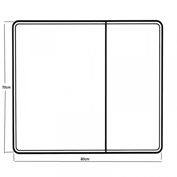 Дзеркальна шафка Mixxus Premium Olivary CM01-80x70x13 з LED Touch, димером, регулятором яскравості (MI8296)