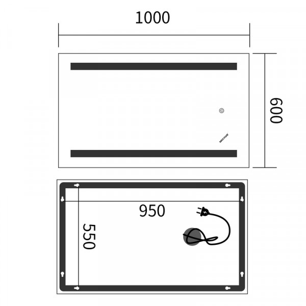 Дзеркало Mixxus Premium LINES MR17-100x60-Reverse з Led Touch, Anti-fog, димером, регулятором яскравості (MP6625)