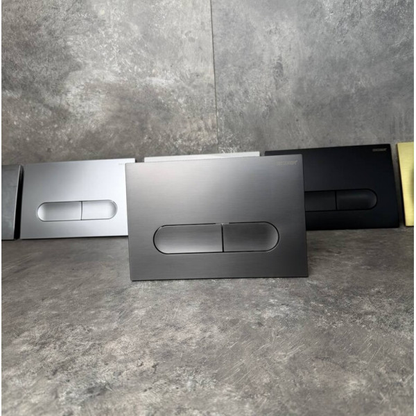 Панель змиву KOER KT-0608-07 240x160x10mm пластикова, кнопка закруглена (колір графіт) (KR6128)