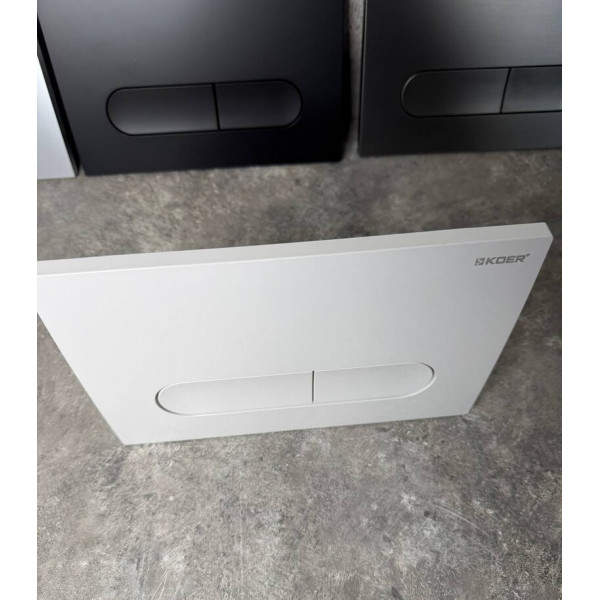 Панель змиву Koer KT-0608-03 240x160x10mm пластикова, кнопка закруглена (колір білий) (KR6123)