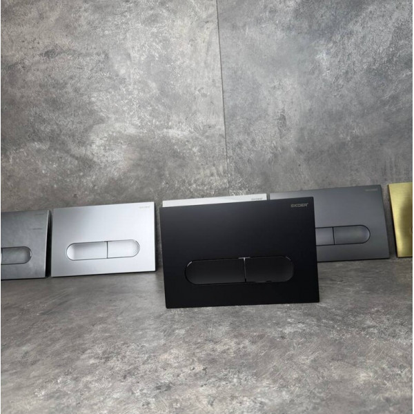 Панель змиву Koer KT-0608-05 240x160x10mm пластикова, кнопка закруглена (колір чорний матовий) (KR6125)