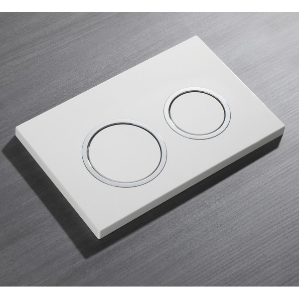 Панель змиву Koer KT-0605-03 220x140x12mm пластикова, кнопка кругла (колір білий) (KR5316)