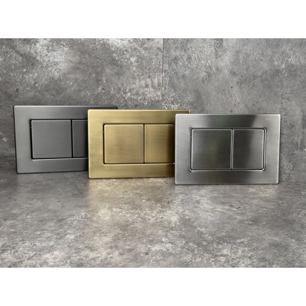 Панель змиву KOER KT-0612-07 240x160x10mm з нержавіючої сталі, кнопка квадратна (колір графіт) (KR6122)