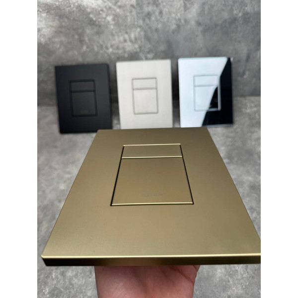 Панель змиву Koer KT-0607-12 157x198x10mm пластикова, кнопка квадратна (колір матове золото) (KR5715)