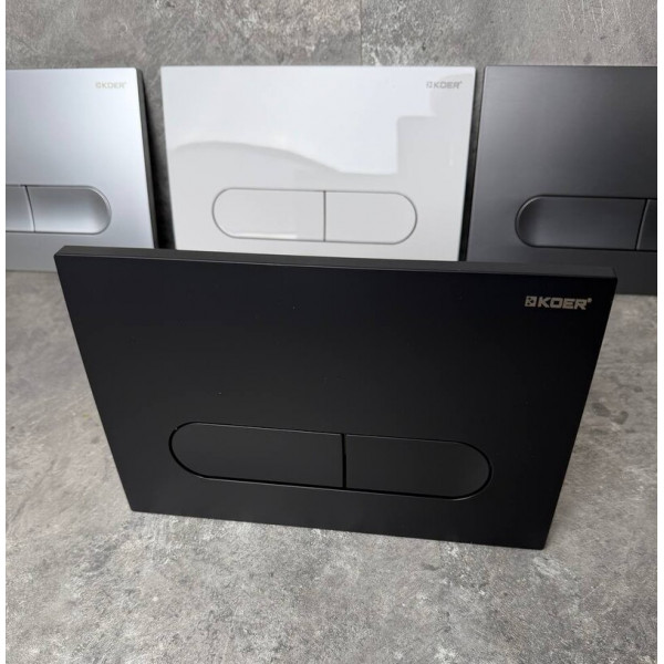 Панель змиву Koer KT-0608-05 240x160x10mm пластикова, кнопка закруглена (колір чорний матовий) (KR6125)