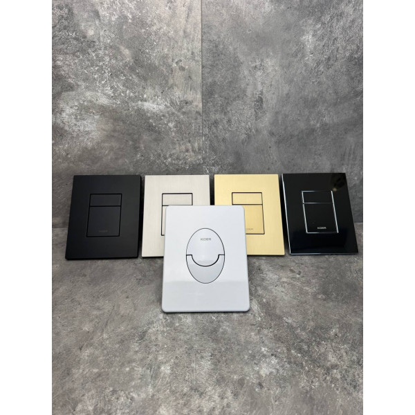 Панель змиву Koer KT-0606-05 157x198x10mm пластикова, кнопка закруглена (колір чорний матовий) (KR5343)
