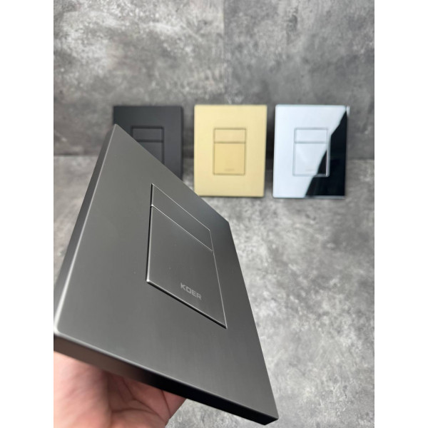 Панель змиву Koer KT-0607-07 157x198x10mm пластикова, кнопка квадратна (колір графіт) (KR5345)