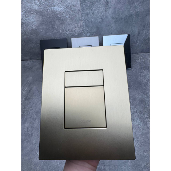 Панель змиву Koer KT-0607-12 157x198x10mm пластикова, кнопка квадратна (колір матове золото) (KR5715)