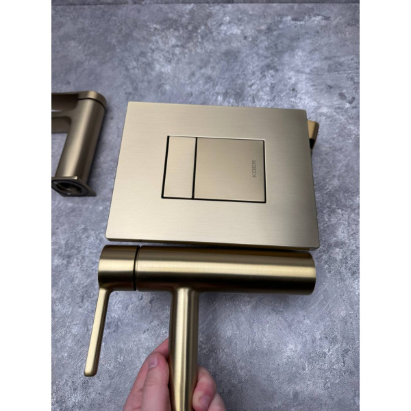 Панель змиву Koer KT-0607-12 157x198x10mm пластикова, кнопка квадратна (колір матове золото) (KR5715)