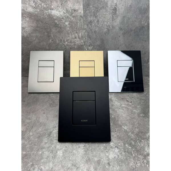 Панель змиву Koer KT-0607-05 157x198x10mm пластикова, кнопка квадратна (колір чорний матовий) (KR5346)