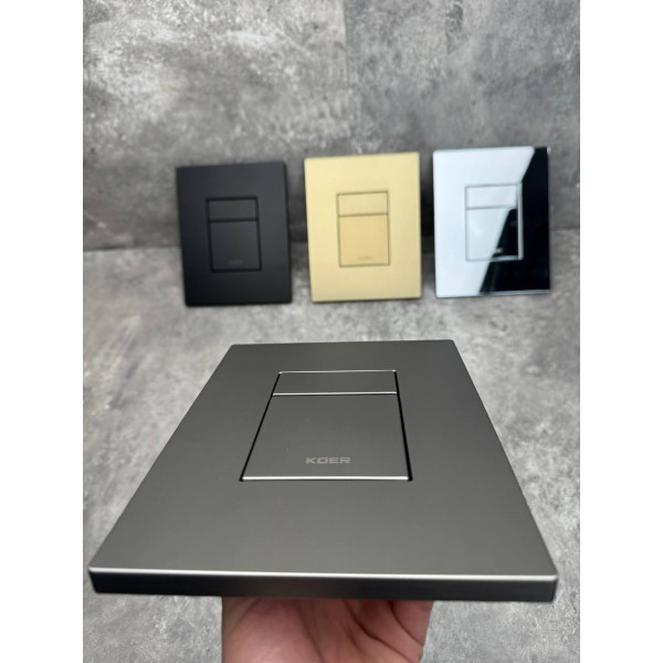 Панель змиву Koer KT-0607-07 157x198x10mm пластикова, кнопка квадратна (колір графіт) (KR5345)