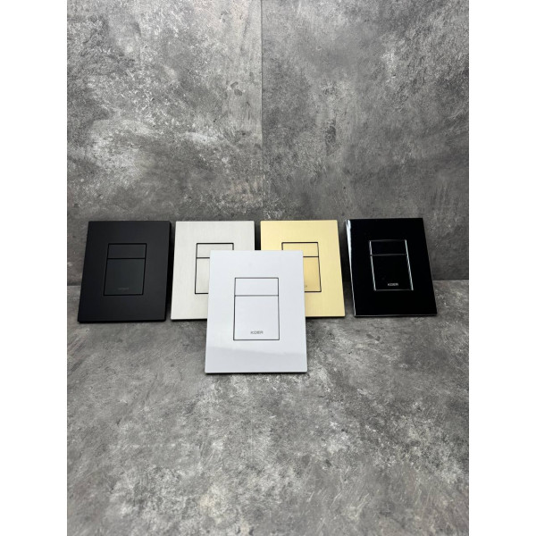 Панель змиву Koer KT-0607-05 157x198x10mm пластикова, кнопка квадратна (колір чорний матовий) (KR5346)