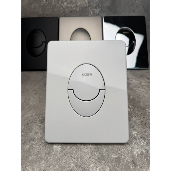 Панель змиву Koer KT-0606-03 157x198x10mm пластикова, кнопка закруглена (колір білий) (KR5713)