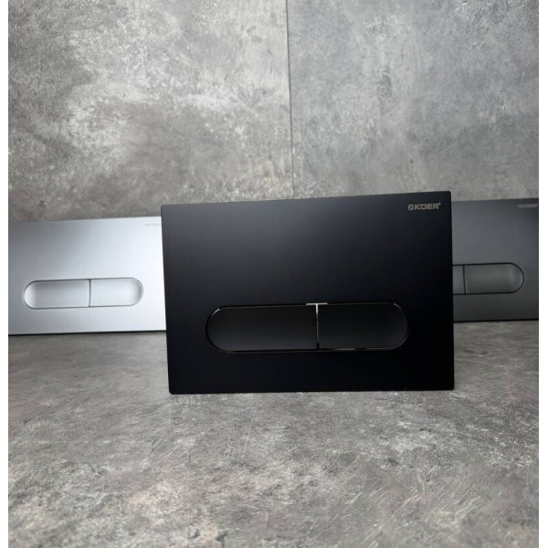 Панель змиву Koer KT-0608-05 240x160x10mm пластикова, кнопка закруглена (колір чорний матовий) (KR6125)