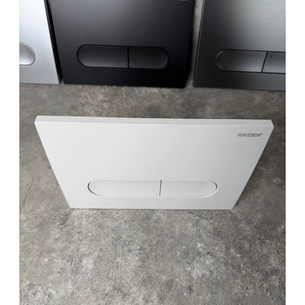 Панель змиву Koer KT-0608-03 240x160x10mm пластикова, кнопка закруглена (колір білий) (KR6123)