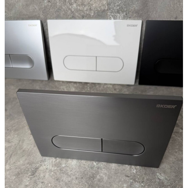 Панель змиву KOER KT-0608-07 240x160x10mm пластикова, кнопка закруглена (колір графіт) (KR6128)