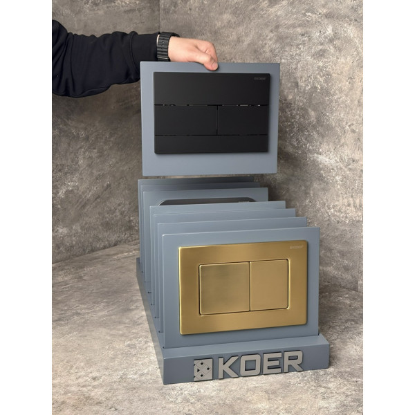 Панель змиву KOER KT-0603-05 240x160x10mm пластикова, кнопка лінійна (колір чорний матовий) (KR5320)