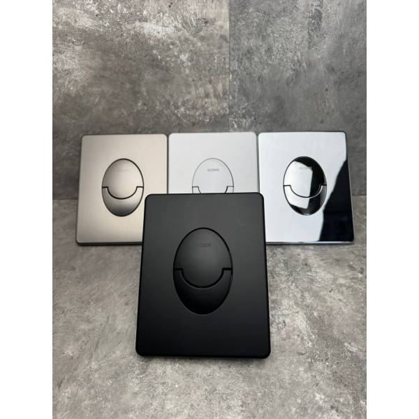 Панель змиву Koer KT-0606-05 157x198x10mm пластикова, кнопка закруглена (колір чорний матовий) (KR5343)