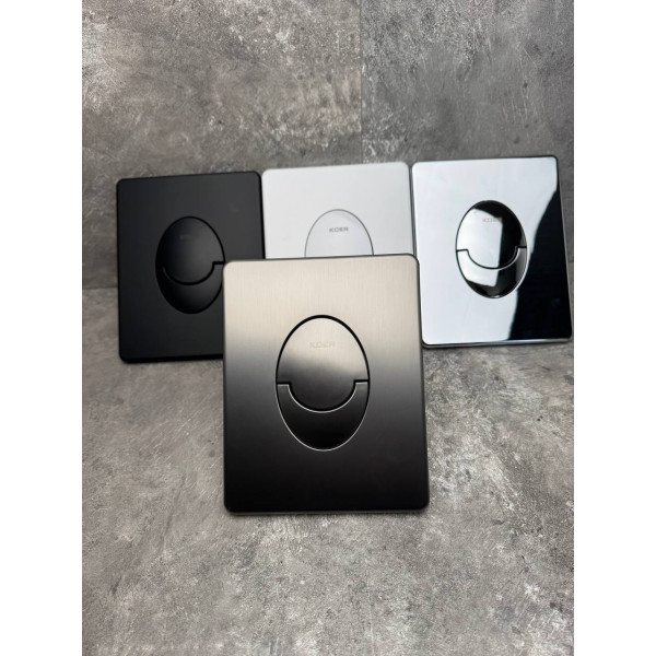 Панель змиву Koer KT-0606-05 157x198x10mm пластикова, кнопка закруглена (колір чорний матовий) (KR5343)