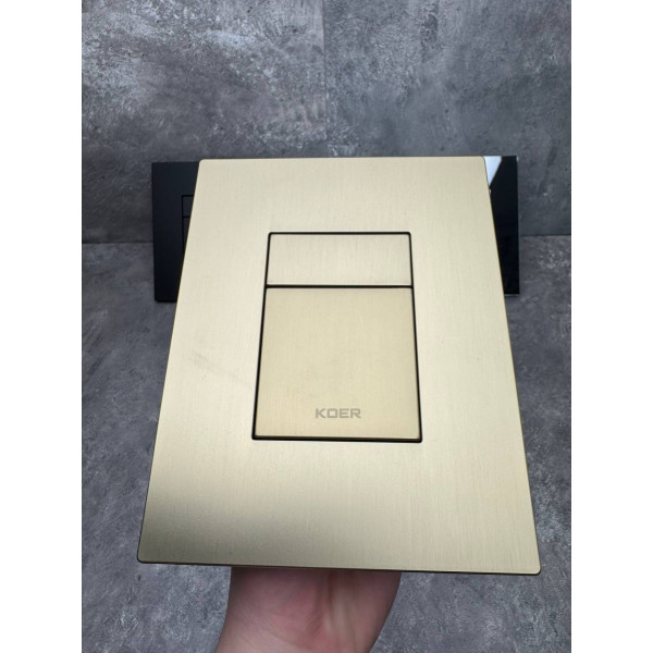Панель змиву Koer KT-0607-12 157x198x10mm пластикова, кнопка квадратна (колір матове золото) (KR5715)