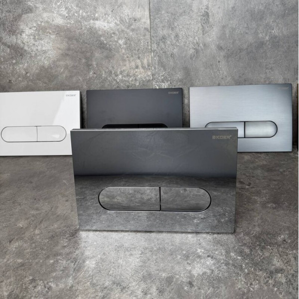 Панель змиву Koer KT-0608-01 240x160x10mm пластикова, кнопка закруглена (колір хром) (KR6124)