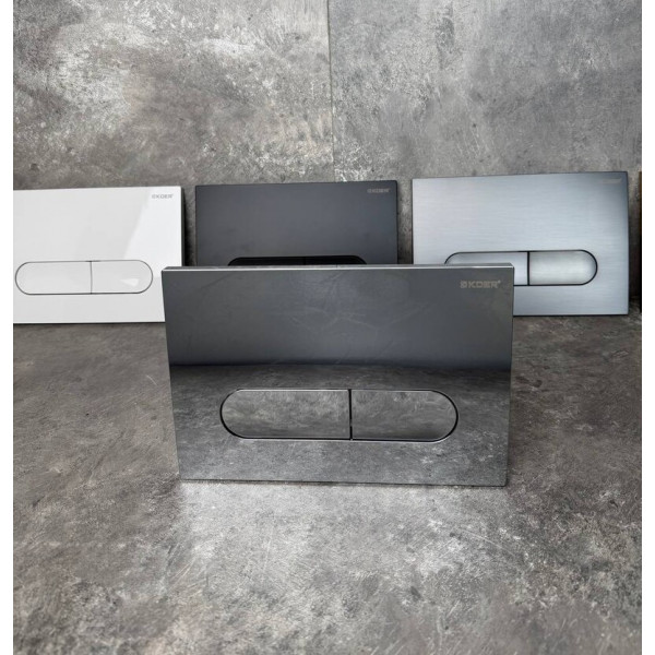Панель змиву KOER KT-0608-07 240x160x10mm пластикова, кнопка закруглена (колір графіт) (KR6128)