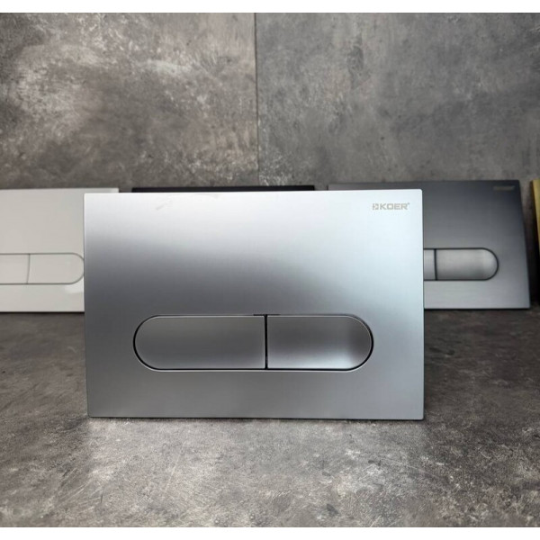 Панель змиву Koer KT-0608-14 240x160x10mm пластикова, кнопка закруглена (колір сатин) (KR6127)