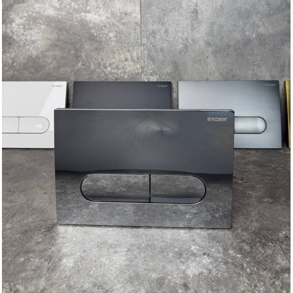 Панель змиву Koer KT-0608-01 240x160x10mm пластикова, кнопка закруглена (колір хром) (KR6124)