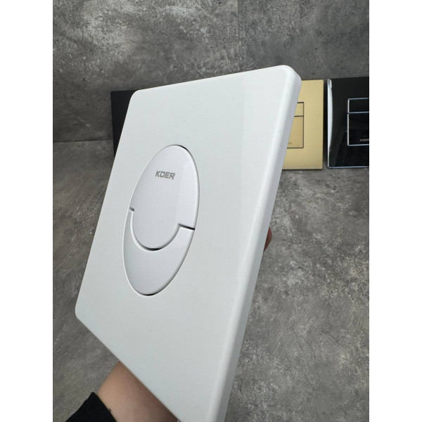 Панель змиву Koer KT-0606-03 157x198x10mm пластикова, кнопка закруглена (колір білий) (KR5713)