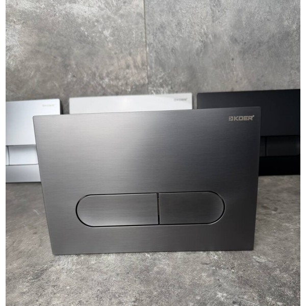 Панель змиву KOER KT-0608-07 240x160x10mm пластикова, кнопка закруглена (колір графіт) (KR6128)