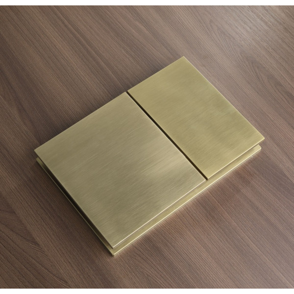 Панель змиву Koer KT-0610-12 240x160x32mmmm пластикова, кнопка квадратна (колір матове золото) (KR6137)