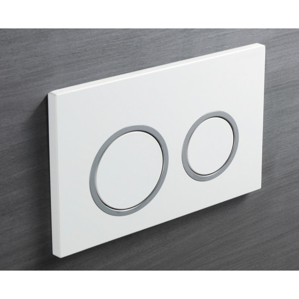 Панель змиву Koer KT-0605-03 220x140x12mm пластикова, кнопка кругла (колір білий) (KR5316)