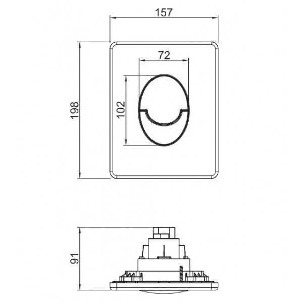 Панель змиву Koer KT-0606-05 157x198x10mm пластикова, кнопка закруглена (колір чорний матовий) (KR5343)